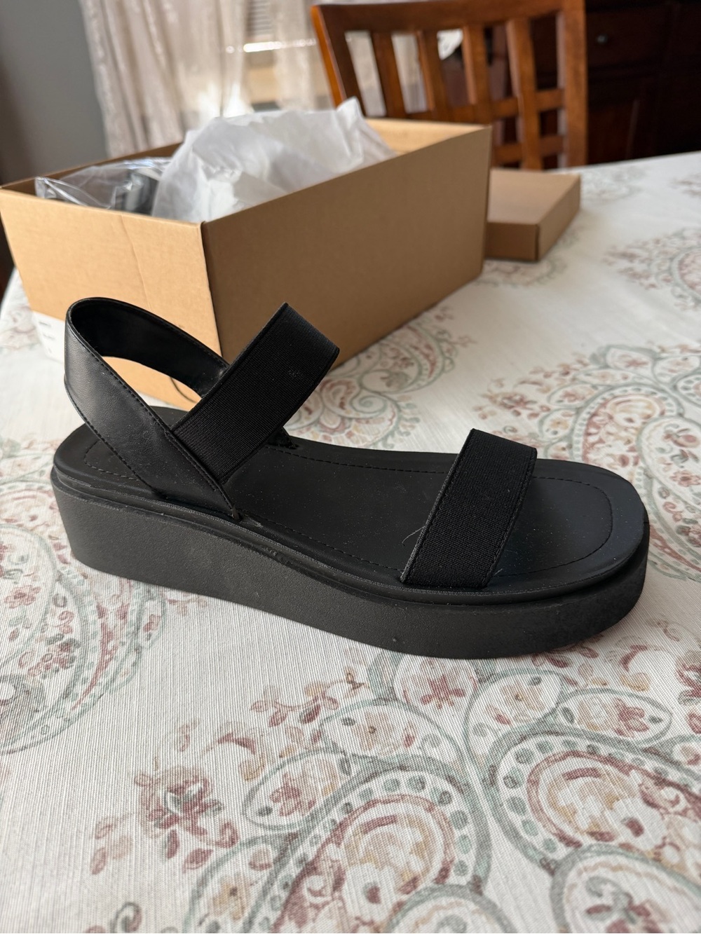 Steve Madden Black Dual-Strap Slingback Sandal - Picture 3 of 5